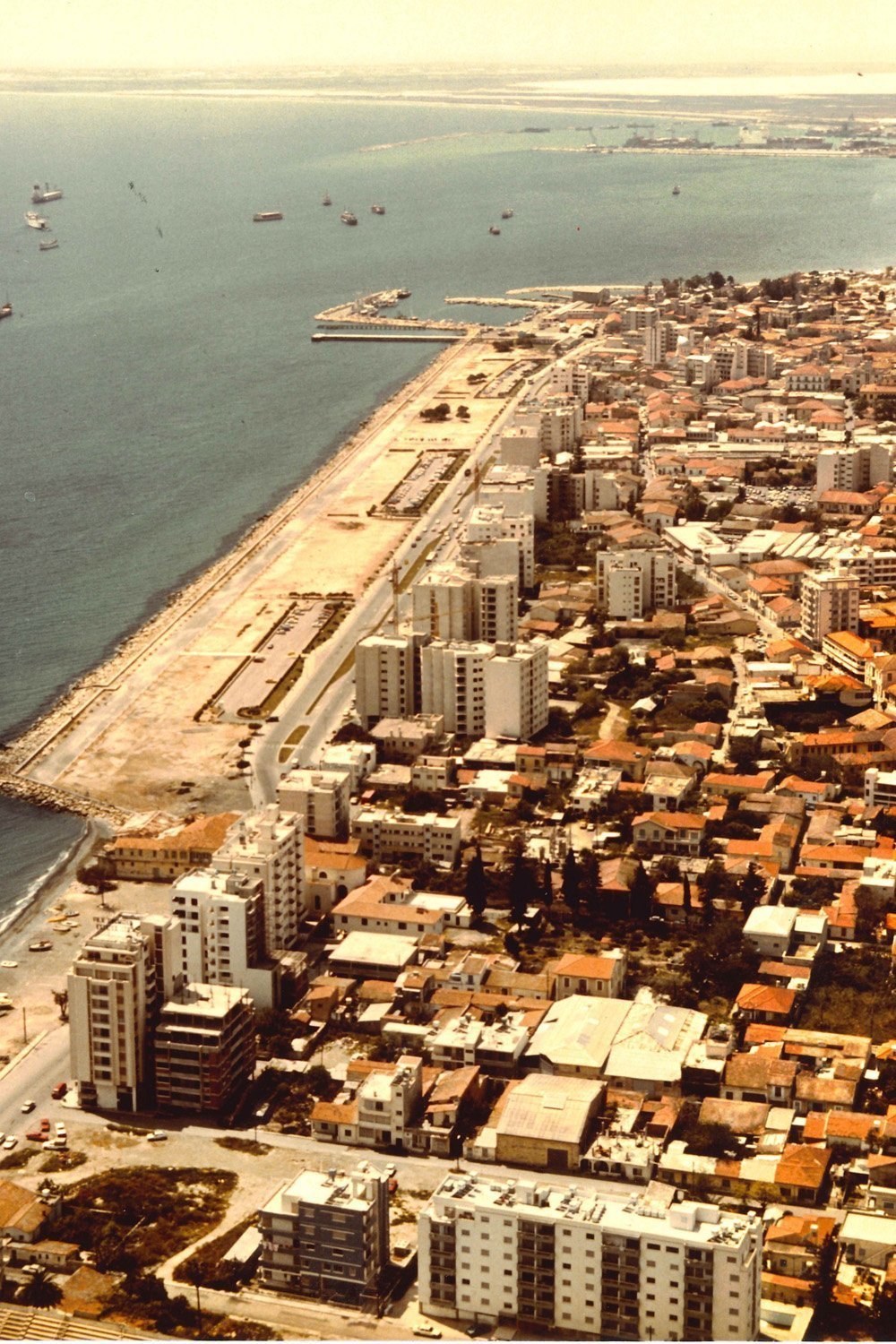 Aerial view of the newly reclaimed Molos land in Limassol during the 1970s