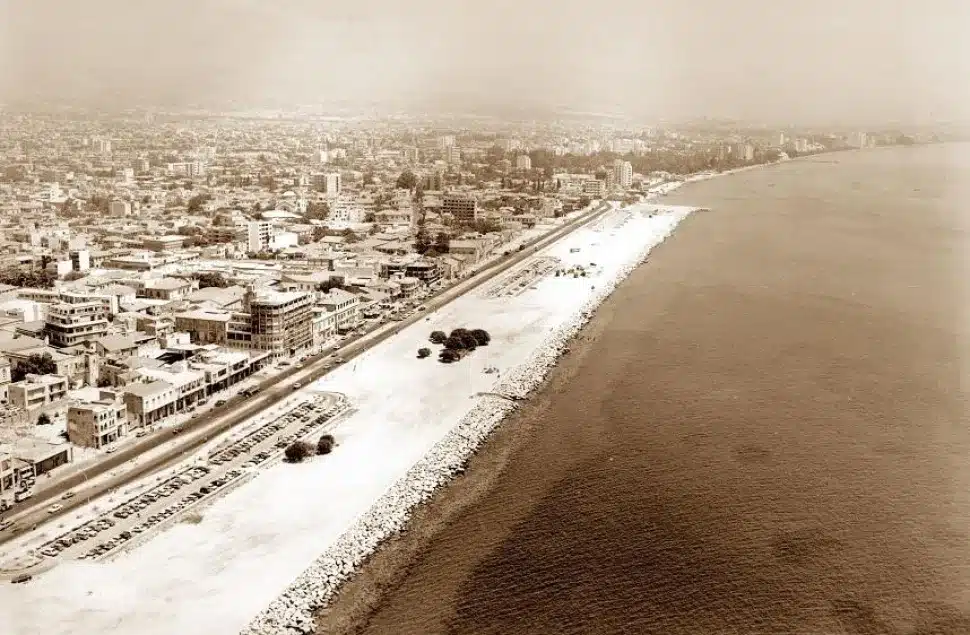 The reclaimed Molos coastline in Limassol shortly after construction in the 1970s